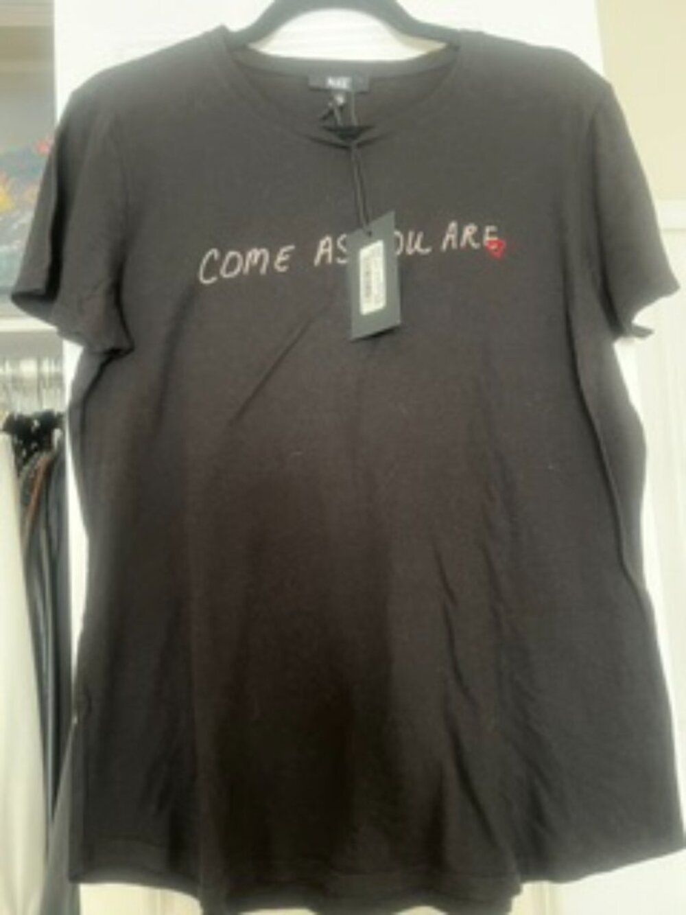NWT Women's Paige Black "Come As You Are" Tee Shirt Size Large